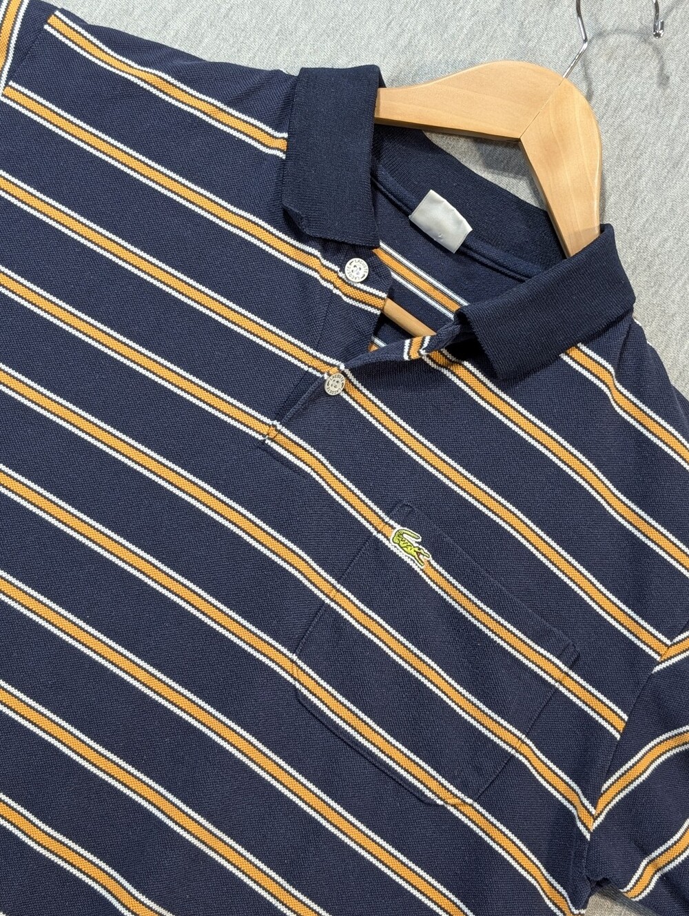 Lacoste Striped Polo Shirt Boys XXL Blue Brown